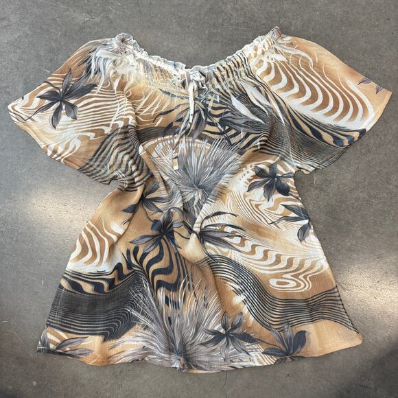 Vintage Y2K Palm Tree Sheer Fairy Summer Vacation Floral Women Small - Picture 1 of 5